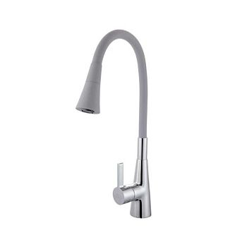 Смеситель для кухни с гибким изливом FASHUN A4153+B17, хром/серый