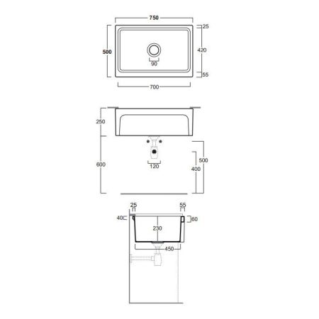 SIMAS Кухонная мойка, накладная, 75х50хh25 см, цвет белый (без донного клапана), артикул Q500bi