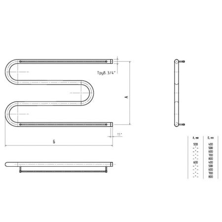 Водяной полотенцесушитель Тругор М 3/4 50x40 с полкой Хром, артикул М34/5040Пs