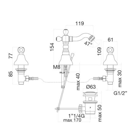 Смеситель для биде Fiore COLONIALE 02CR0647, хром