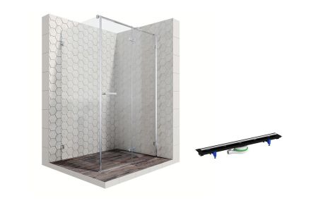 Душевой уголок Ambassador Abner 10011103R-PR1, прямоугольный, линейный трап, 120х80, артикул 10011103R-PR1