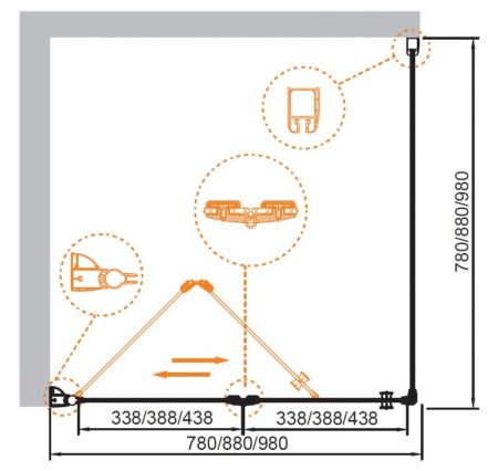 Душевой уголок Cezares ELENA-W-ASH-1-80/100-C-Cr профиль Хром стекло прозрачное