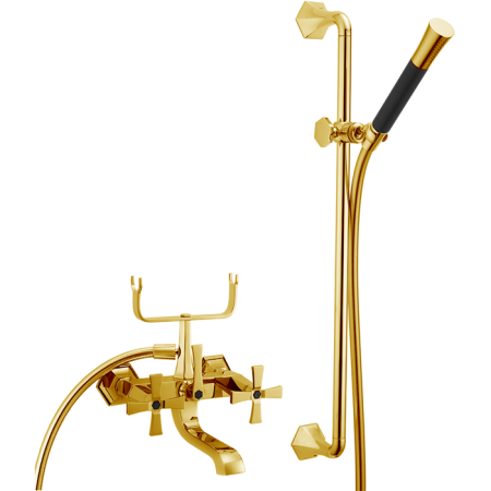 CISAL Cherie Смеситель для ванны двухвентильный, с душевым комплектом, цвет золото/черный