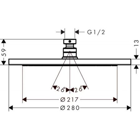 HANSGROHE CROMA Верхний душ Ø280 мм., цвет хром, артикул 26220000