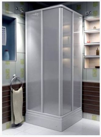 Душевой уголок Bas Аполло 90x90 профиль Белый стекло Грейп, артикул 