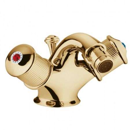 Bongio Impero Смеситель для биде с донным клапаном, цвет хром/Blue and Red Swarovski, артикул 65522OR00