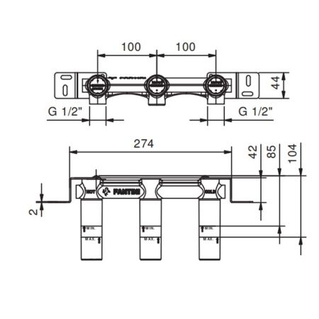 Внутрення часть, Fantini, назначение-смеситель для раковины, стандарт подвода воды-1/2", не окрашен, артикул 44 00 R010A
