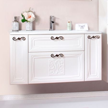 Тумба под раковину Бриклаер Адель 105 Белая глянцевая, артикул 4627125413476