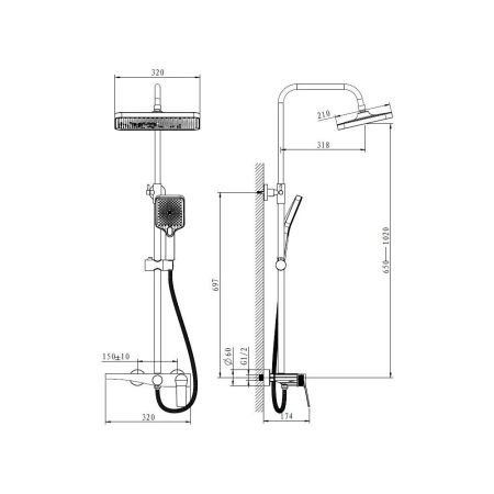 Душевая система BELZ B24572-7, черный