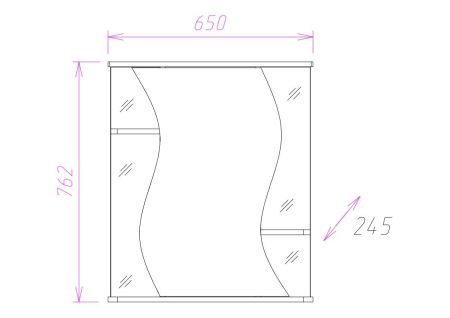 Шкаф-зеркало Onika Лилия 65 белый, правый, с подсветкой, артикул 206511