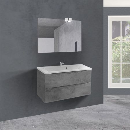 База под раковину Mia 900 подвесная, 2 выкатных ящика soft close, Beton, артикул VMC-2MA900BT