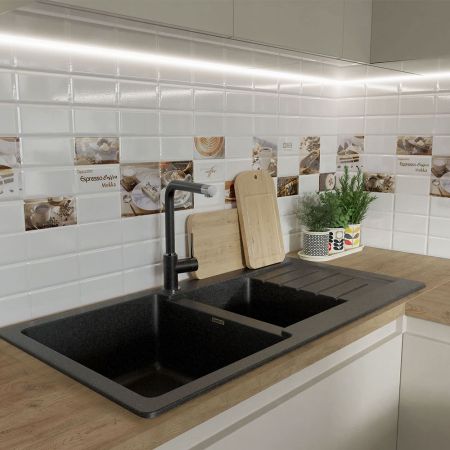 Смеситель для кухни GranFest 3651, черный