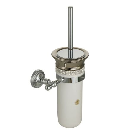 DUBAI / MIRELLA Ершик настенный, керамика белая/swarovski/дек.платина/хром, артикул 31236