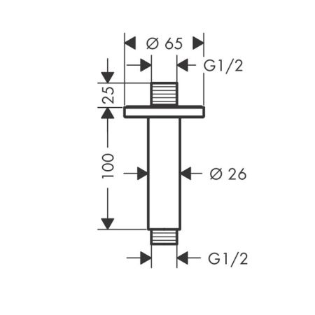 HG Потолочный держатель верхнего душа 100 мм, G1/2, цвет: хром, артикул 27804000