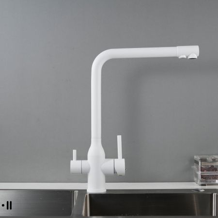 Смеситель для кухни с подключением фильтра Shevanik S248C, белый