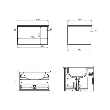 Тумба под раковину подвесная La Fenice Terra FNC-01-TER-BG-60, синяя, артикул FNC-01-TER-BG-60
