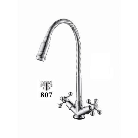 Смеситель для кухни с гибким изливом D-Lin D151807-Q, хром