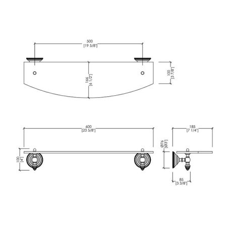 Devon Black Diamond Полочка стеклянная 60 см (стекло прозрачное), цвет: хром, артикул BLKD510CR