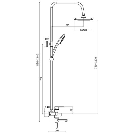 Душевая система Fmark FM2402, хром, артикул FM2402