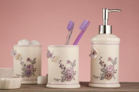 Стакан для зубных щеток Fora Butterfly FOR-BF044 Белый с декором