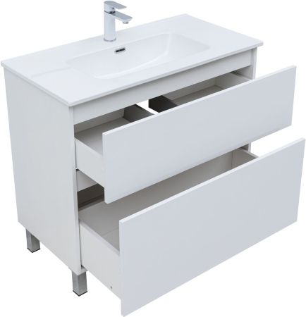 Тумба под раковину Aquanet Вега 90 напольная, белый глянец