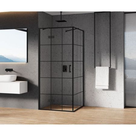 Душевое ограждение NEW TRENDY NEW RENOMA BLACK L 120x80x195 D-0384A/D-0164B (черный), артикул D-0384A/D-0164B