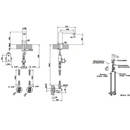 Gessi Rettangolo Электронный смеситель для раковины с кран-фильтром для регулировки температуры и напора воды, цвет: хром, артикул 30501#031