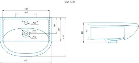 Раковина ROSA Уют 60, артикул 4620008192772