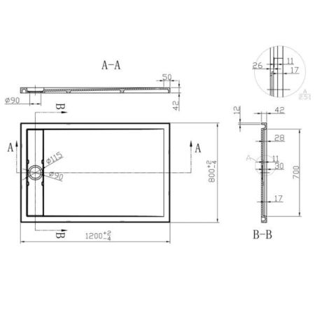 Душевой поддон из искусственного камня Vincea VST-2SR38012W 120x80 Белый матовый без сифона