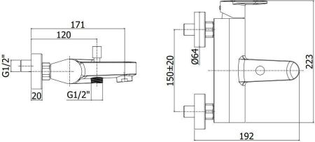 Смеситель для ванны с душем Paffoni Candy CA022CR, артикул CA022CR