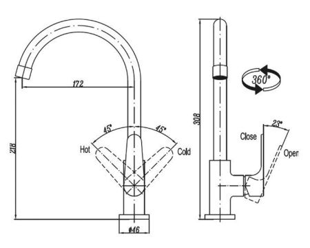 Смеситель для кухни CEZARES LACONICO-C-LL25
