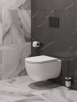 ETNA Унитаз подвесной безободковый со смывом "Торнадо", с сиденьем дюропласт soft close BB008CH-TOR/SC