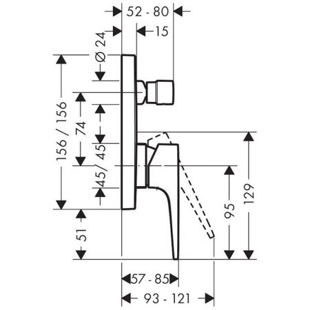 HG Metropol Встраиваемый смеситель для ванны с переключателем и обр. клапанами (внешняя часть), цвет: шлифованная бронза, артикул 32546140