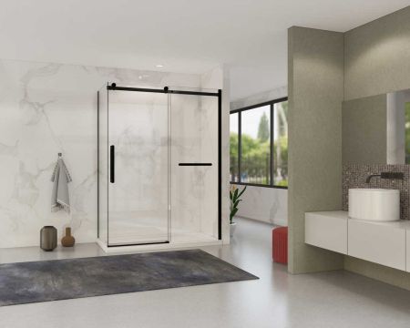 Душевые уголки Vincea Душевой уголок Como Soft VSR-1CS1014CLB, 1400*1000, черный, стекло прозрачное, , шт, артикул VSR-1CS1014CLB