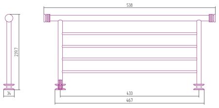 ПОЛКА прямая 4П (L - 470 мм) н/ж для ДР "СУНЕРЖА" (Состаренная бронза), артикул 05-2012-4470
