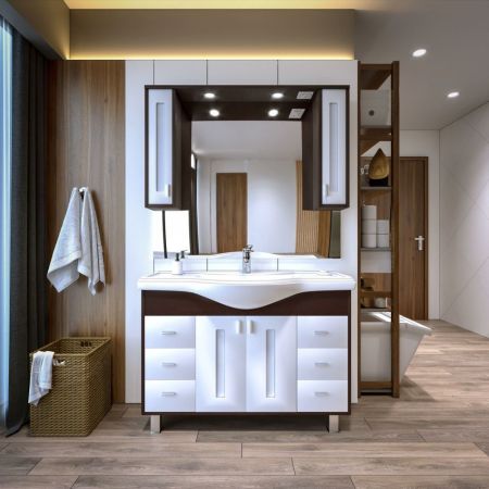 Комплект мебели для ванной Бриклаер БАЛИ 120V, венге/белый, артикул БАЛИ 120V