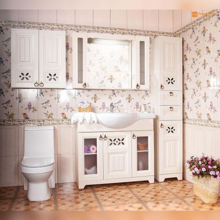 Зеркало с двумя шкафчиками Бриклаер КАНТРИ 105SS, бежевый дуб прованс, артикул КАНТРИ 105SS