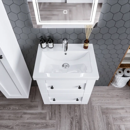 Тумба под раковину подвесная Бриклаер Хелена (рамочная) белый, 60 см, артикул 4627125416408