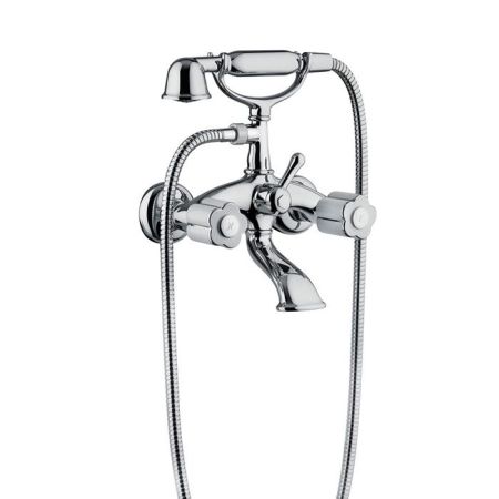 Bongio Fleur Blanc Смеситель для ванны с ручным душем,, цвет хром/белый фарфор