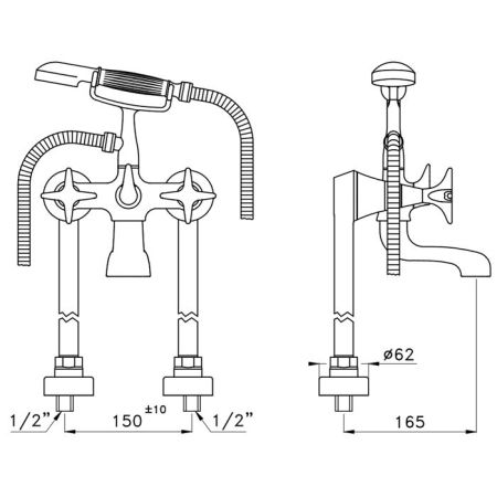 Stella 130 Напольный смеситель для ванны 3274CL306 с ручным душем, цвет: хром, артикул CT 02208 CR00