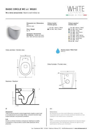 White Ceramic Basic, напольный безободковый унитаз 52x36x43h см, цвет черный матовый, артикул W020105