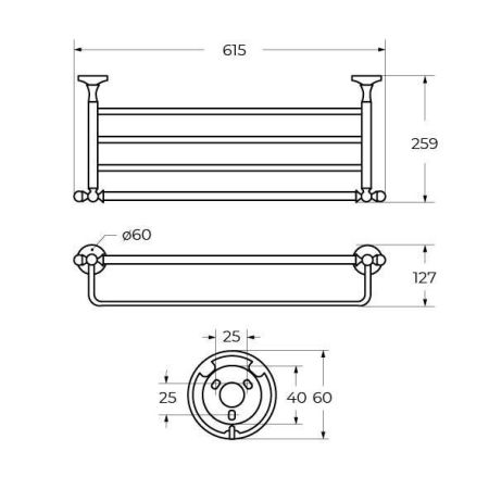 Полка для полотенец подвесная ART&MAX ANTIC CRYSTAL AM-2622SJ, артикул AM-E-2622SJ-Br