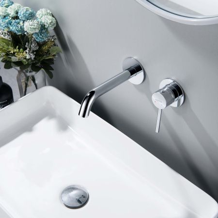 Смеситель для раковины настенный 2 отв. (внешняя и скрытая часть) AQUATEK AQ1313CR ЕВРОПА Смеситель для раковины настенный 2 отв. (внешняя и скрытая часть) AQUATEK AQ1313CR ЕВРОПА
