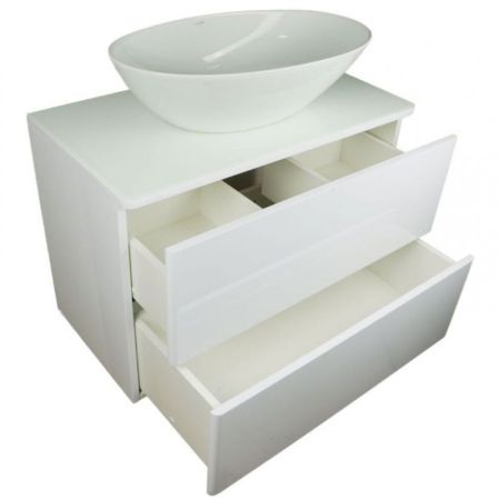 Тумба с раковиной Orange Otto 75 Ot-75TuGLASS+Ra Белая, артикул Ot-75TuGLASS+Ra