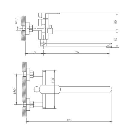 Смеситель для ванны Haiba HB22806, сталь, артикул HB22806