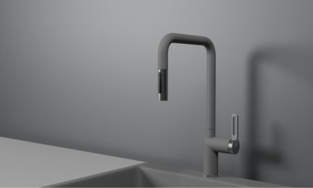 Смеситель для кухни GRANULA с выдвижным изливом (8173, АЛЮМИНИУМ), артикул 8173, АЛЮМИНИУМ