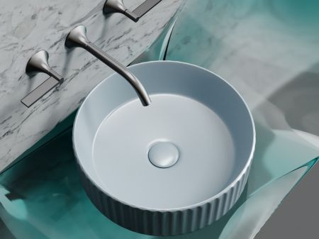 Умывальник чаша накладная круглая (цвет Серо-Голубой Матовый) Элемент (Element) 360x360x115мм, артикул CN6057MHL