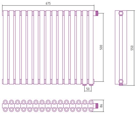 Отопительный радиатор ЭСТЕТ-00 н/ж EU50 500х675 / 15 сек (ЗОЛОТО), артикул 03-0322-5015