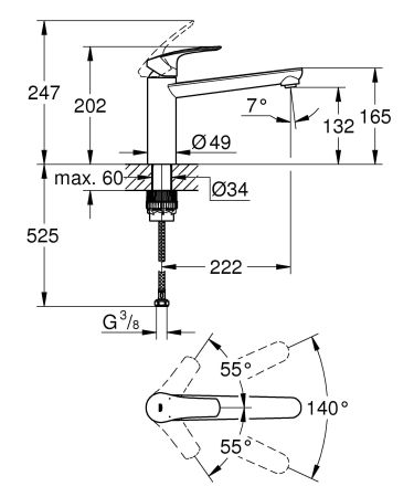 Смеситель для кухни GROHE Eurosmart 2021, средний излив, хром (30463000), артикул 30463000