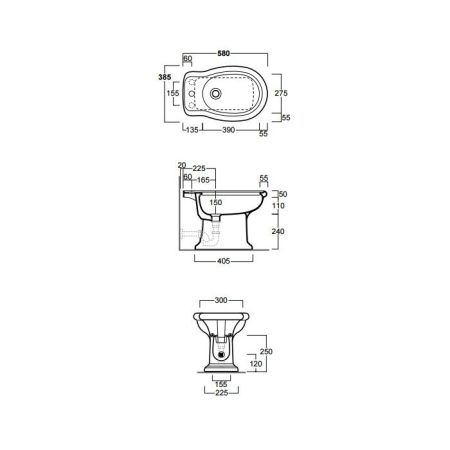 SIMAS Lante Биде напольное с 1 отверстием под смеситель, 39х58см, цвет белый